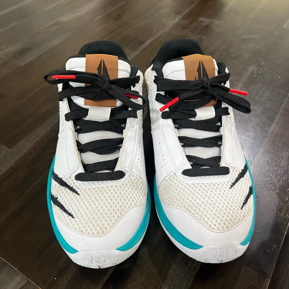 White and Teal Athletic Sneakers
